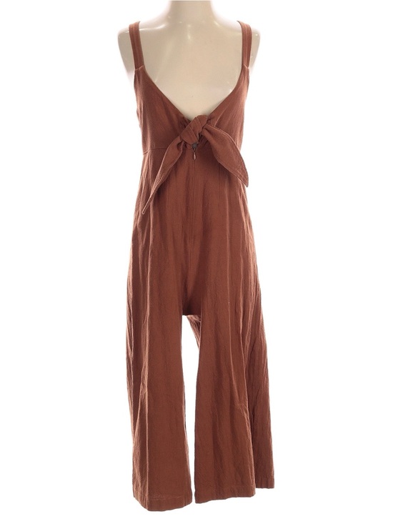 By Together Pants - By Together Rust Tie-Front Wide-Leg Jumpsuit